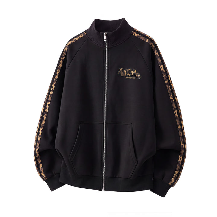 Unisex Trainingsjacke mit Leoparden-Besatz und Frontreißverschluss Echo Archiv