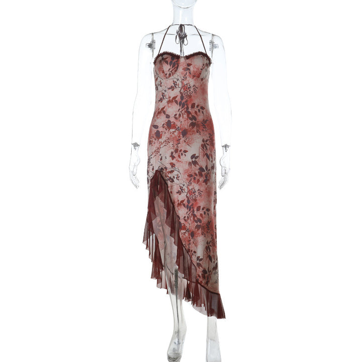 Damen asymmetrisches Floral-Maxikleid mit zartem Rüschensaum und verführerischem Schnitt Echo Archiv