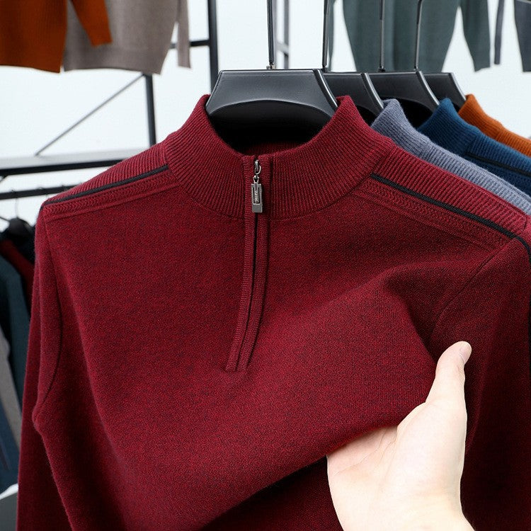 Herren Fleece-Pullover mit moderne Stehkragen und halbem Reißverschluss Echoarchiv