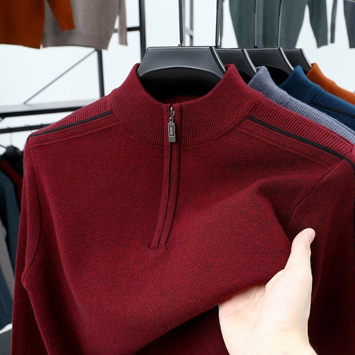 Herren Fleece-Pullover mit moderne Stehkragen und halbem Reißverschluss Echoarchiv