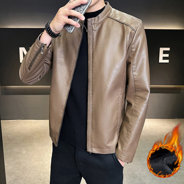 Herren Modische Kunstlederjacke mit hohem Kragen Echo Archiv