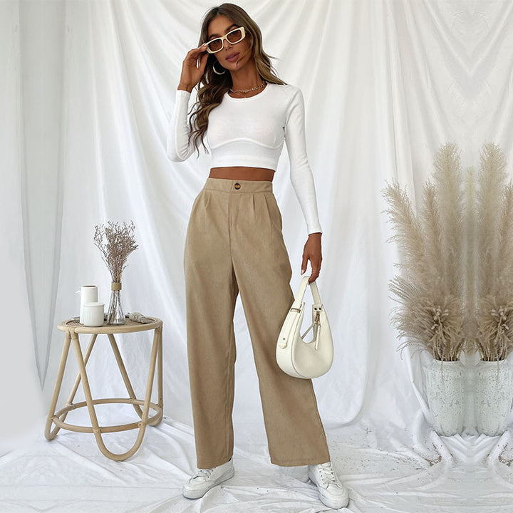 Damen Elegante Hochwaisted Hose mit weitem Bein Echo Archiv