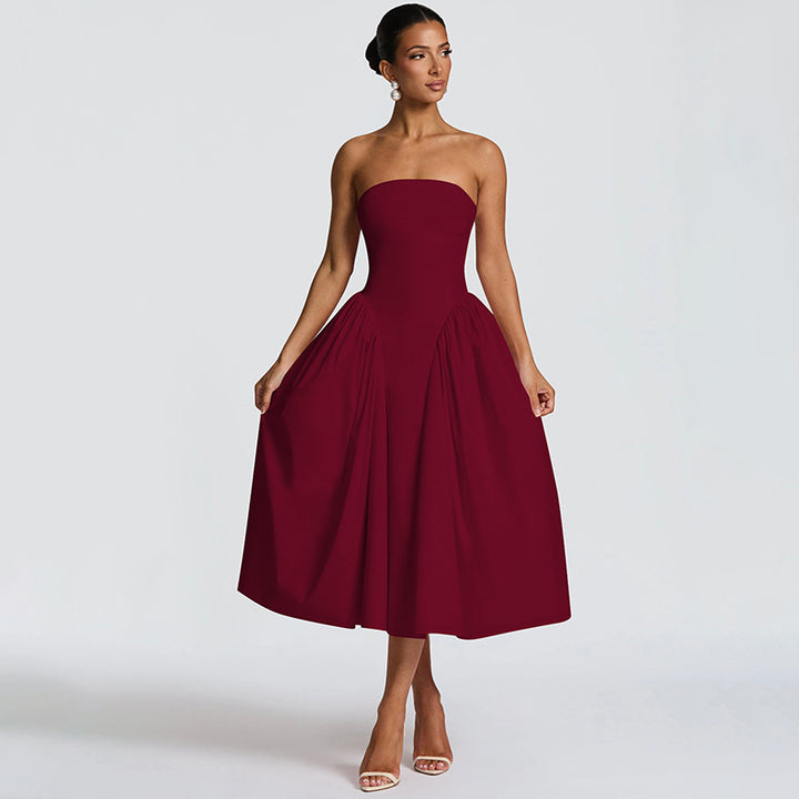Damen Maxikleid mit schulterfreiem Design und fließendem Schnitt Echo Archiv