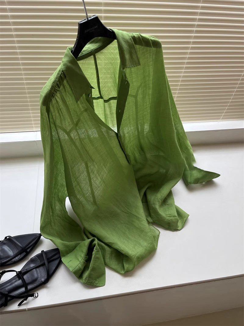 Damen Leichte und luftige Bluse aus reinem Leinen Echoarchiv