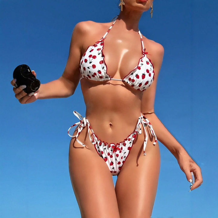Damen Triangel-Bikini mit verspieltem Kirschmuster Echo Archiv
