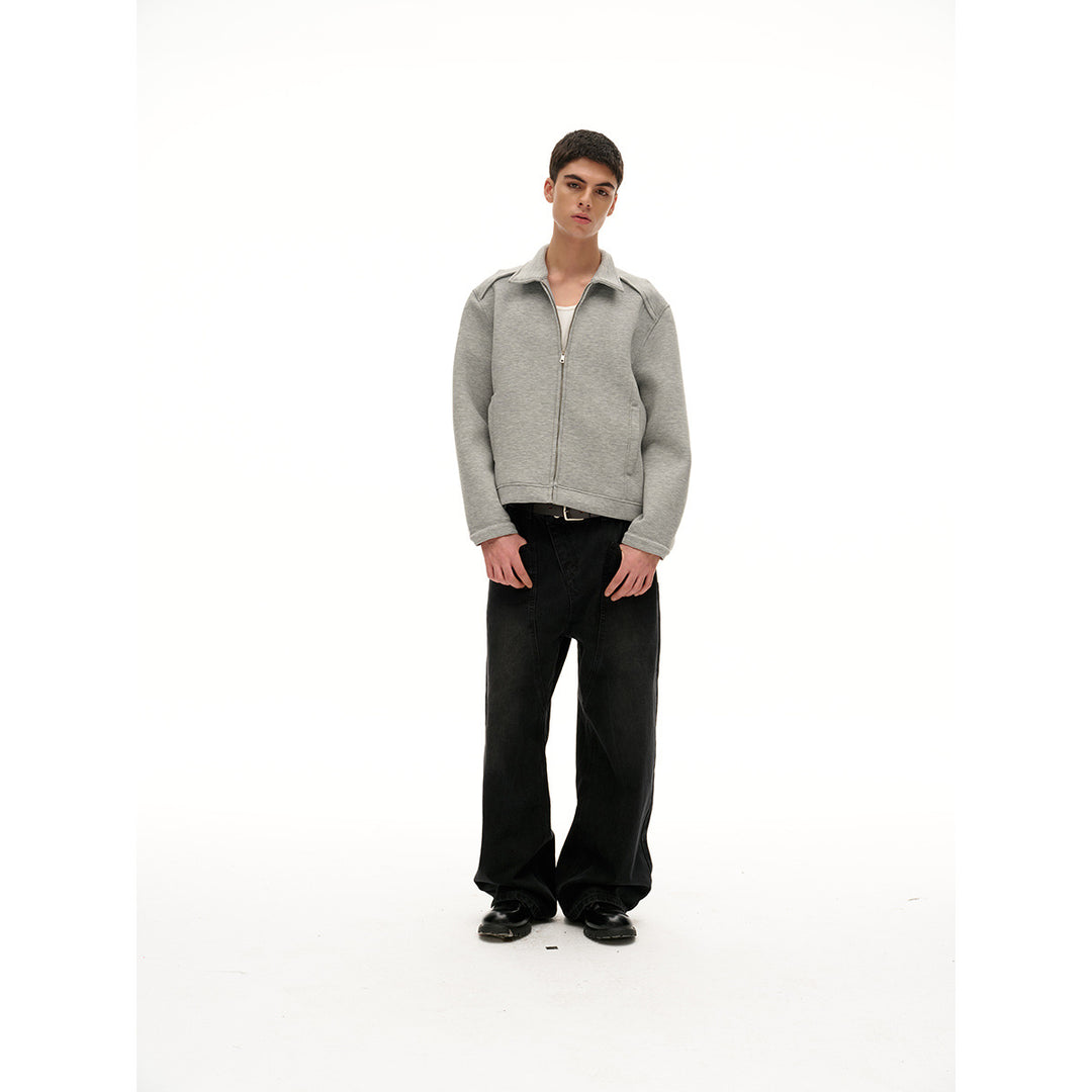 Damen Leichte Boxy‑Sweatjacke mit Hemdkragen, durchgehendem Reißverschluss und verdeckten Seitentaschen Echoarchiv