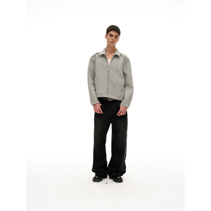 Damen Leichte Boxy‑Sweatjacke mit Hemdkragen, durchgehendem Reißverschluss und verdeckten Seitentaschen Echoarchiv