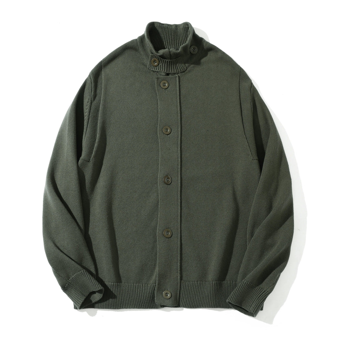 Herren Strick-Cardigan mit hochgeschlossenem Kragen und durchgehender Knopfleiste Echoarchiv