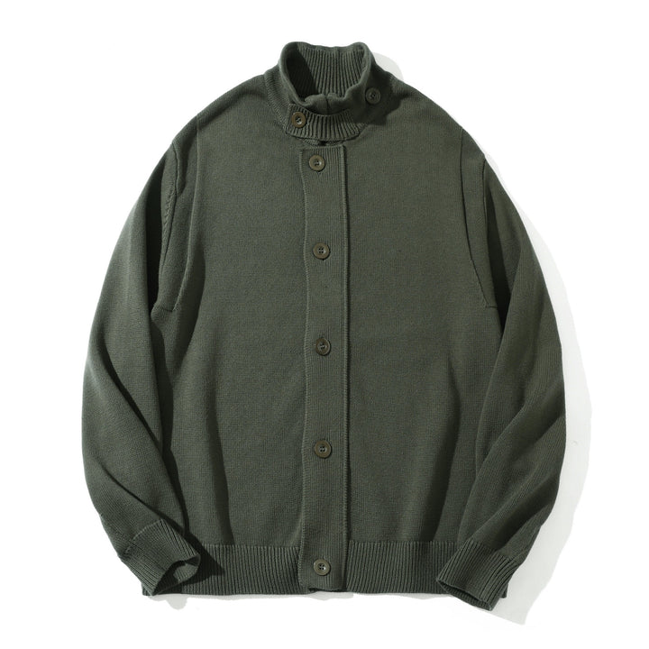 Herren Strick-Cardigan mit hochgeschlossenem Kragen und durchgehender Knopfleiste Echoarchiv