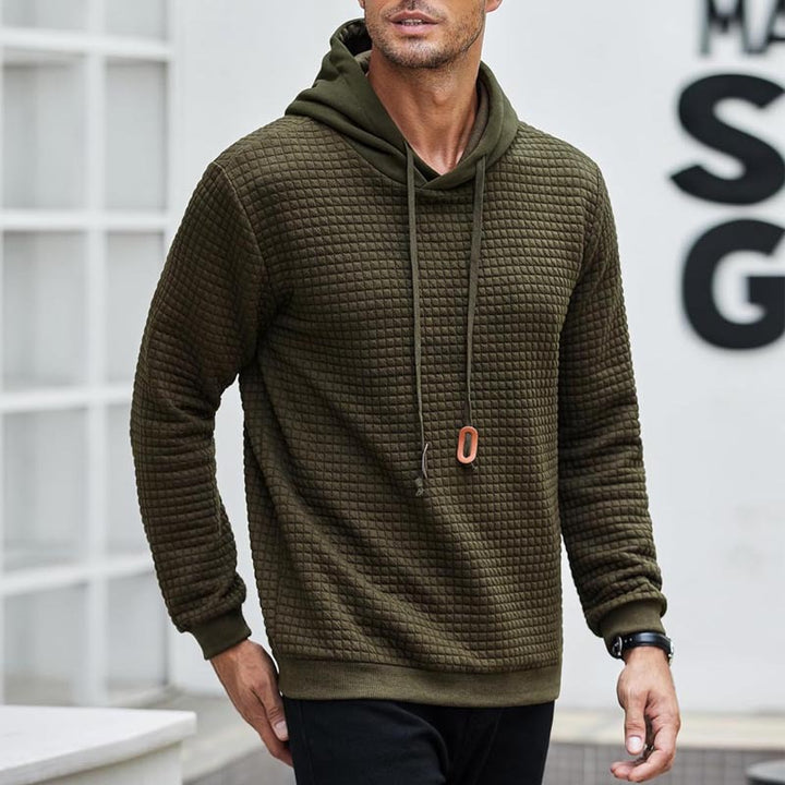 Herren Gepolsterter Steppmuster-Hoodie mit Kapuze und Kordelzug – Cavarno