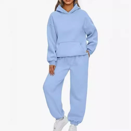 Damen nan Boxy-Hoodie und Palazzo-Jogger Set mit elastischem Knöchelbund Echo Archiv