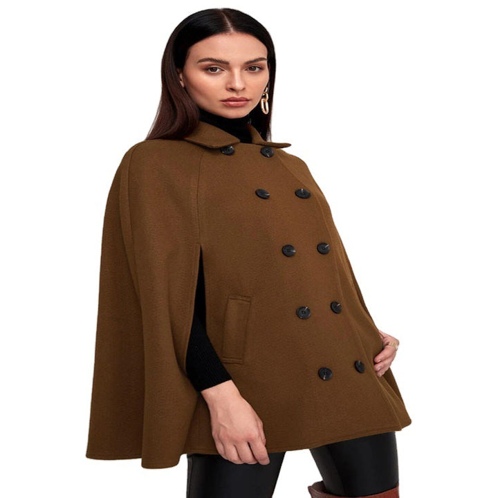 Damen Kurzcape-Mantel im Boxy-Tailoring mit verdeckten Ärmelschlitzen und Reverskragen Echoarchiv