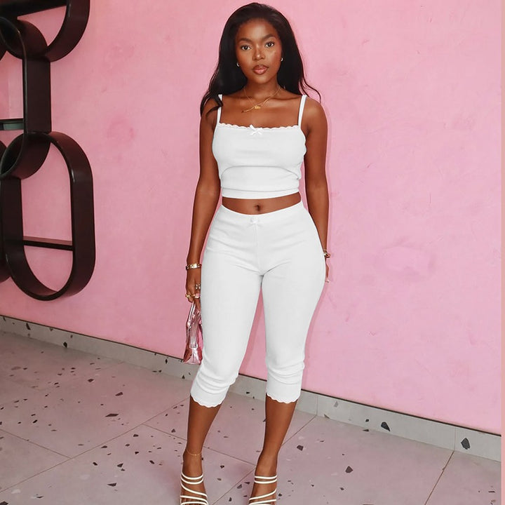 Damen Sportliches Crop-Top und Capri-Hose Set Echo Archiv