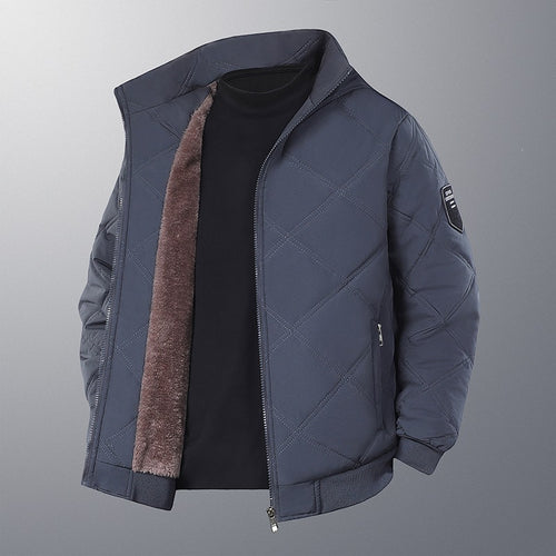 Herren gestepptes Bomberjacke mit Teddyfell-Innenfutter, Stehkragen & Reißverschluss Echoarchiv
