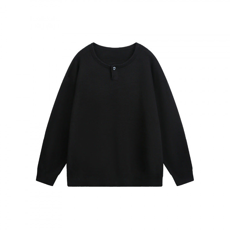 Unisex Oversize-Feinstrickpullover mit kurzem Henleyverschluss und strukturierter Mélange-Qualität Echo Archiv