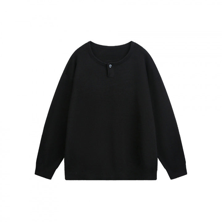 Unisex Oversize-Feinstrickpullover mit kurzem Henleyverschluss und strukturierter Mélange-Qualität Echo Archiv