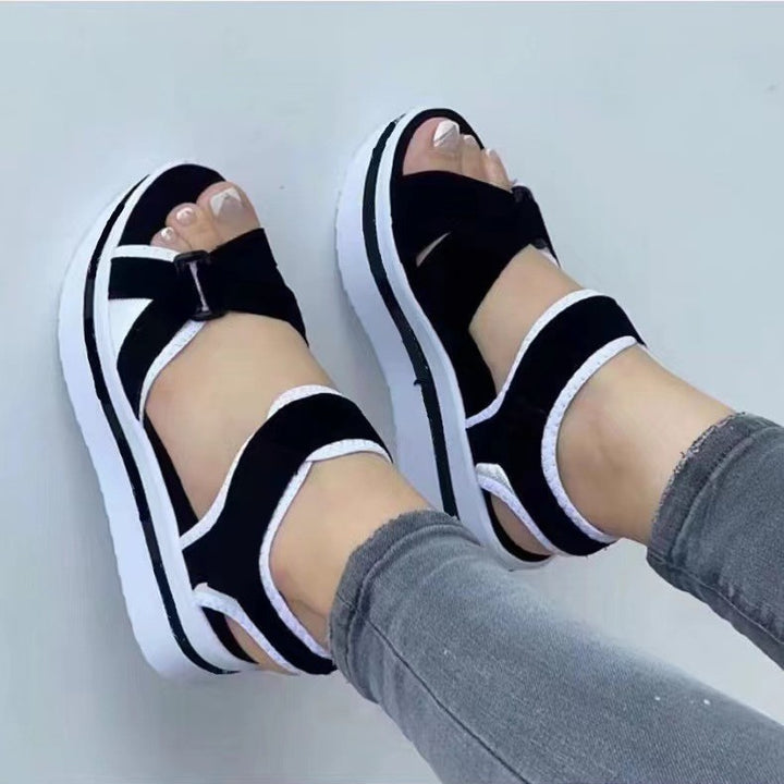 Damen  sportliche Keil-Sandalen mit verstellbaren Klettverschlüssen und gepolstertem Komfort-Fußbett Echo Archiv