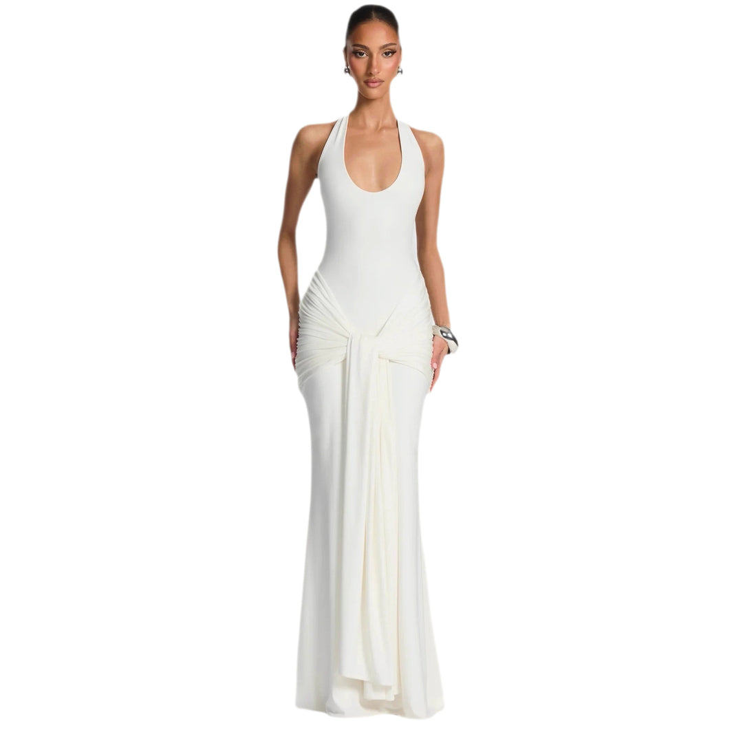 Damen Maxikleid mit elegantem Halterneck und raffinierten Drapierungen Echo Archiv
