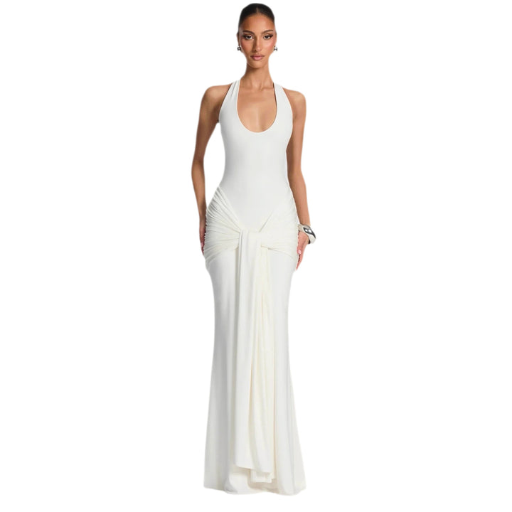 Damen Maxikleid mit elegantem Halterneck und raffinierten Drapierungen Echo Archiv