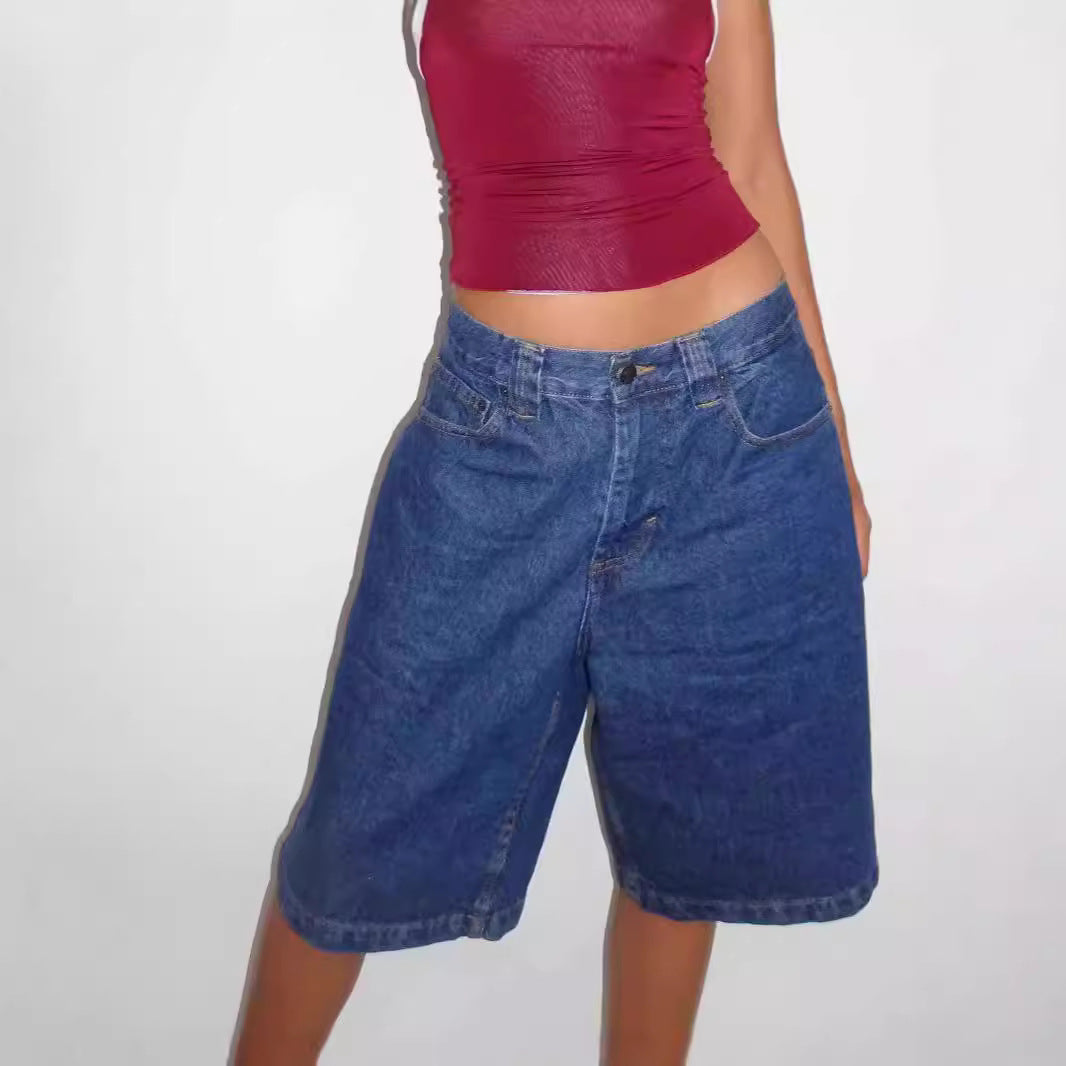 Damen lässige Denim-Shorts mit weitem Schnitt und hohen Seitentaschen Echo Archiv
