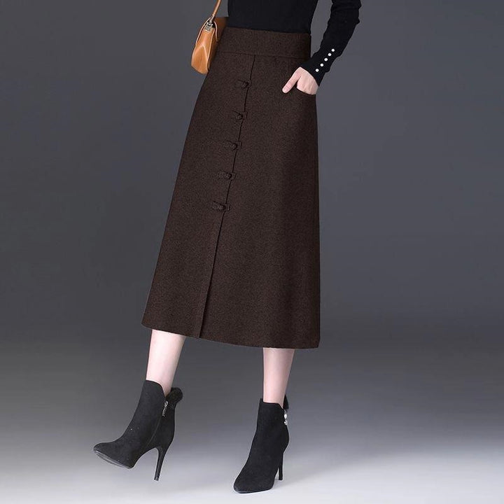 Damen Eleganter und schicker Midi-Rock mit Knopfdetails Echo Archiv