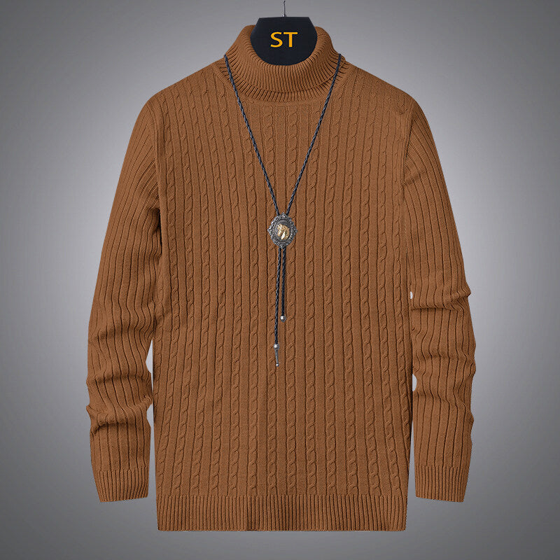 Herren Rollkragenpullover mit strukturiertem Zopfmuster Echoarchiv