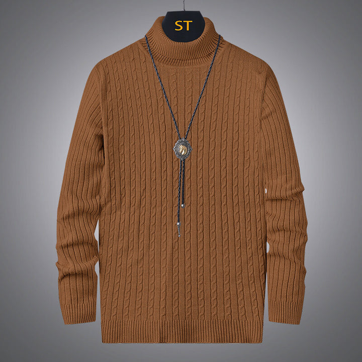 Herren Rollkragenpullover mit strukturiertem Zopfmuster Echoarchiv