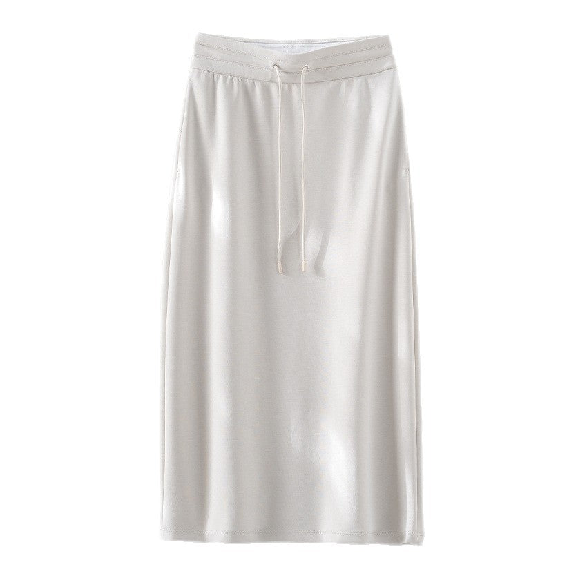 Damen Jersey-Midirock mit elastischem Tunnelzugbund und geradem Fall Echoarchiv