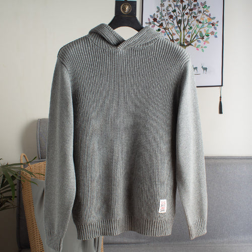 Herren Grobgerippter Kapuzenpullover mit glatten Ärmeln und geripptem Saum Echoarchiv