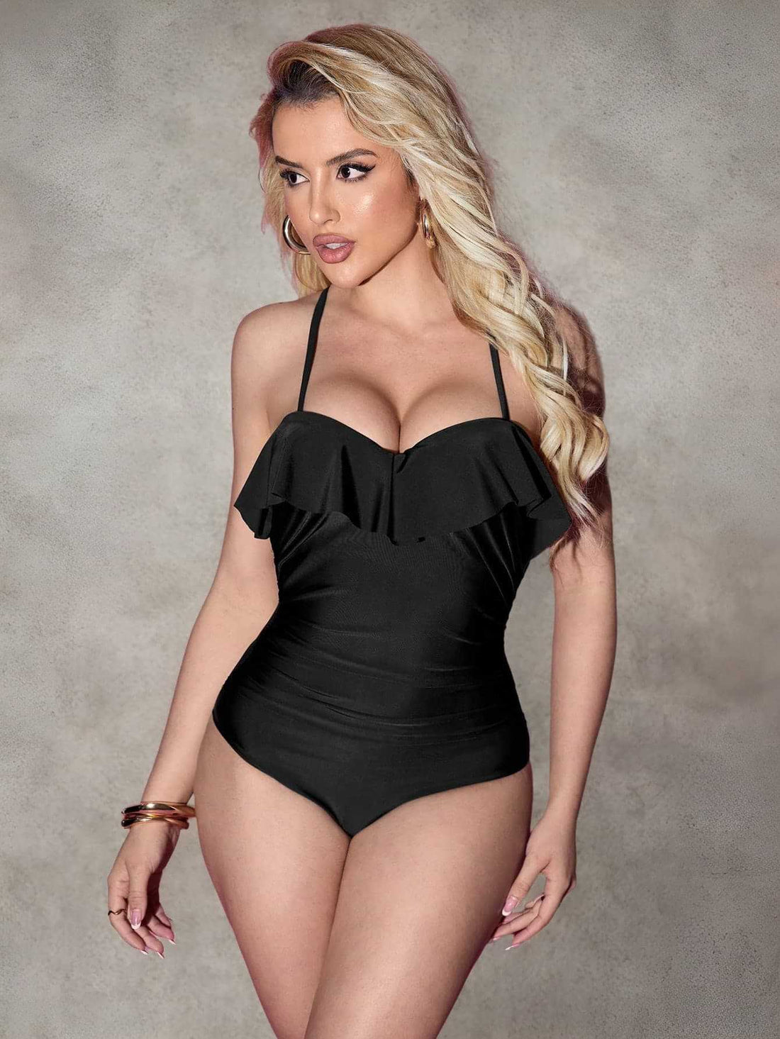 Damen Einteiler Badeanzug mit schickem Rüschendetail – Maréssa