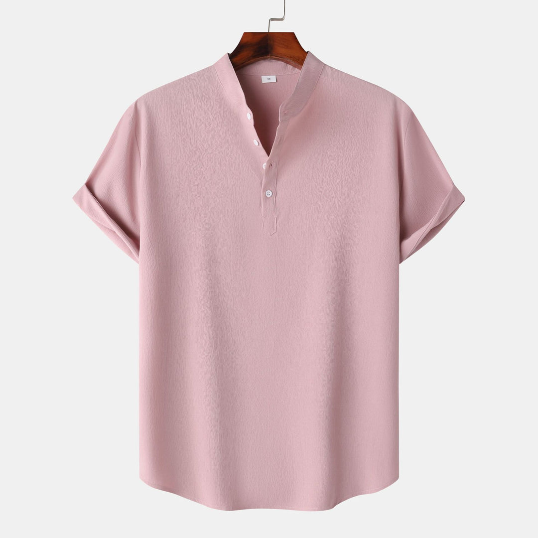 Herren Kurzarmhemd mit modernem Henley-Design und funktionalen Knöpfen Echoarchiv