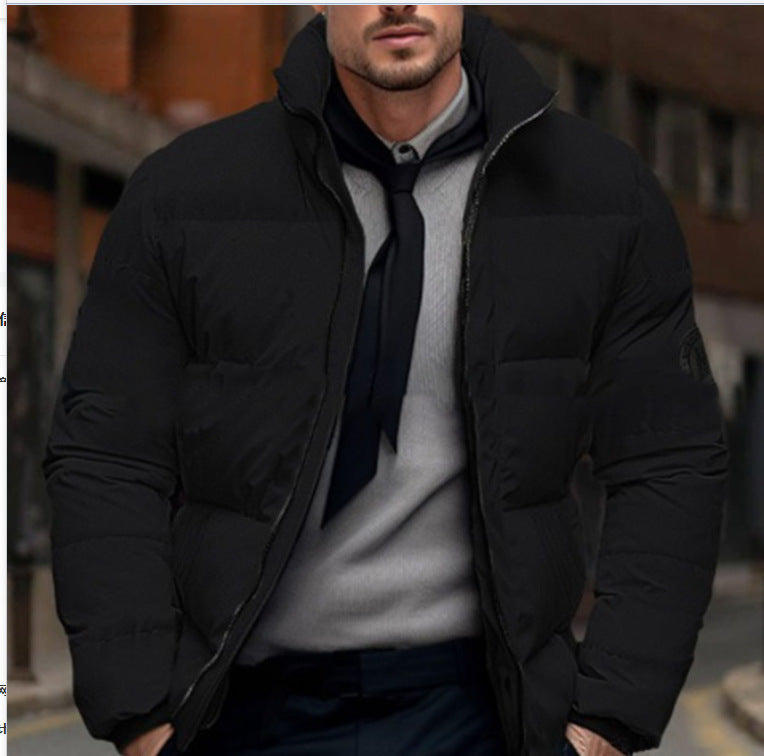 Herren gesteppte Winterjacke mit hohem Kragen und individuell anpassbarem Verschluss Echoarchiv