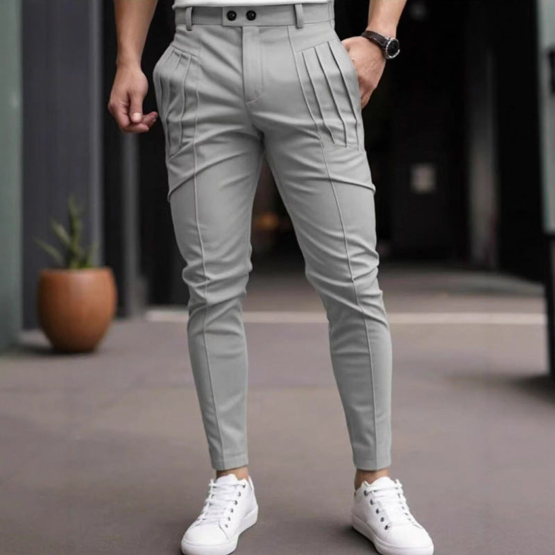 Herren stylische Slim-Fit Anzughose mit plissiertem Design Echoarchiv