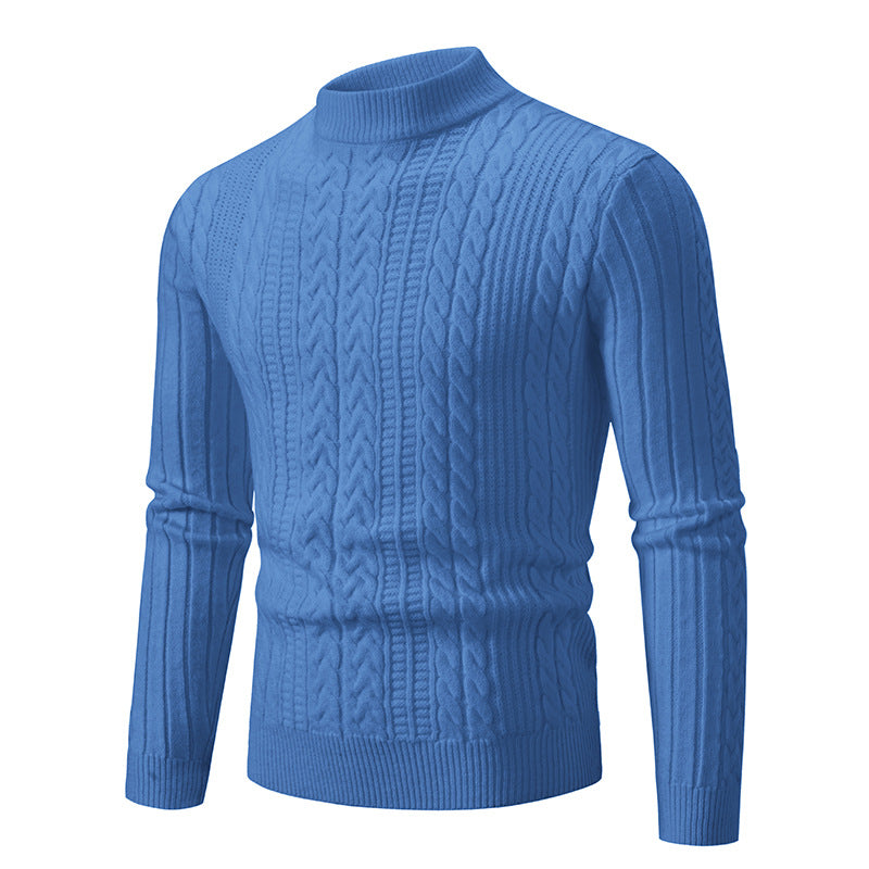 Herren Hochgeschlossener Strickpullover mit Zopfmuster und warmer Textur Echoarchiv