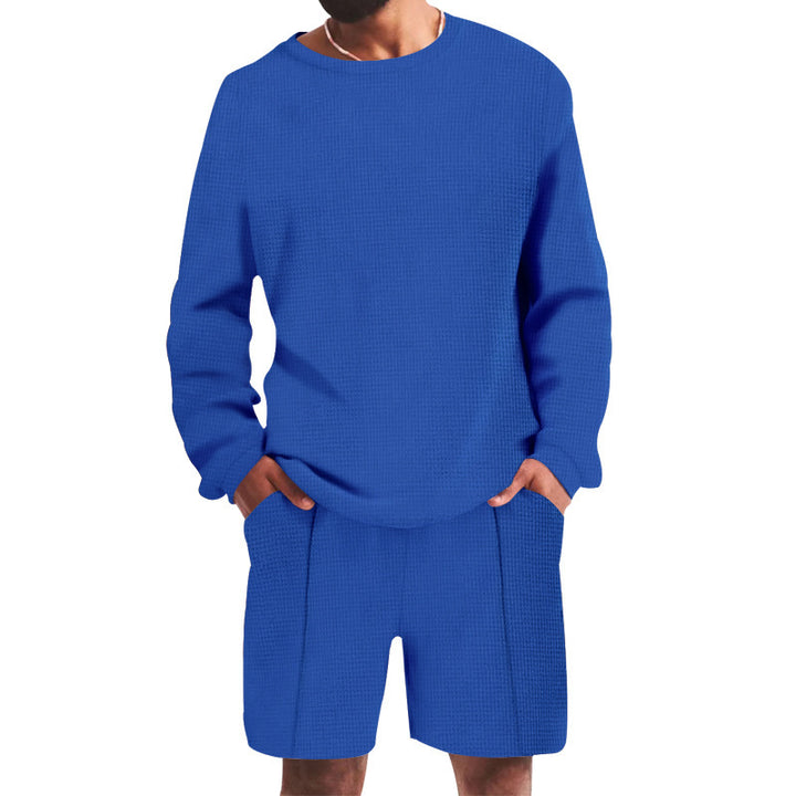 Herren lässiges Freizeit-Set mit strukturiertem Oberteil und komfortablen Shorts Echoarchiv