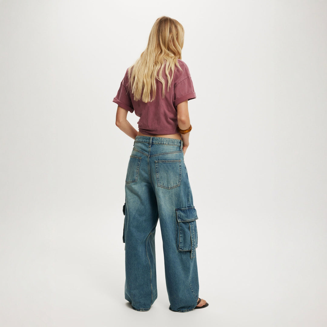 Damen lässige Cargo-Jeans im weiten Schnitt mit praktischen Taschen Echo Archiv