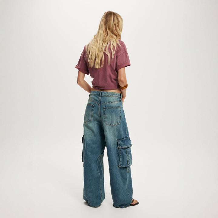 Damen lässige Cargo-Jeans im weiten Schnitt mit praktischen Taschen Echo Archiv