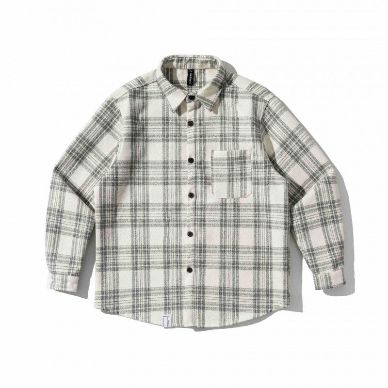 Unisex Kastenförmiges kariertes Flanell-Overshirt mit weicher Angrauung und Brusttasche Echo Archiv