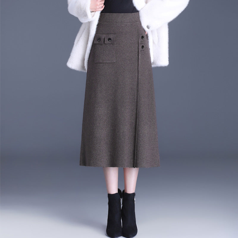 Damen Eleganter Maxirock mit praktischen Taschen und Knopfdetails Echo Archiv