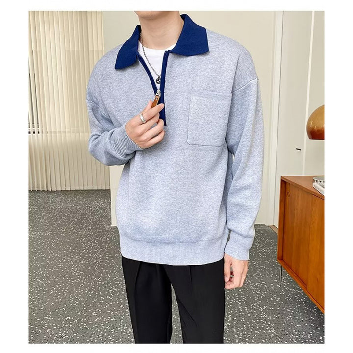 Herren Elegante Sweatjacke mit Stehkragen und Reißverschluss – Taviero