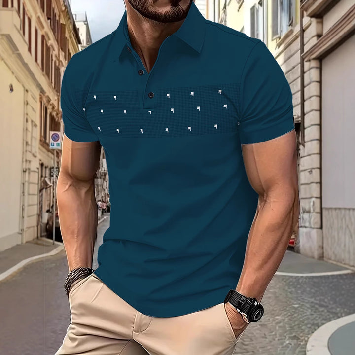 Herren Poloshirt mit modernem grafischen Muster Echoarchiv