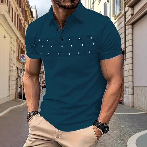 Herren Poloshirt mit modernem grafischen Muster Echoarchiv