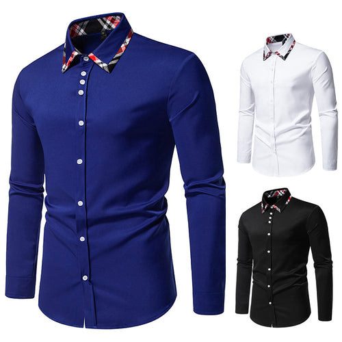 Herren elegantes Langarmhemd mit kontrastierenden Karodetails Echoarchiv