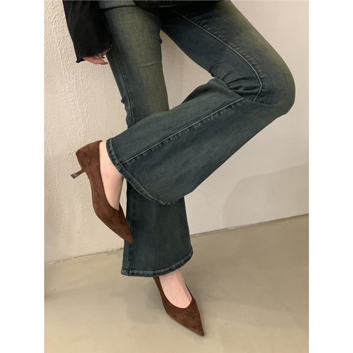 Damen Spitz zulaufende Wildleder‑Pumps mit niedrigem Kittenabsatz und ergonomischem Komfortfußbett – Lioré