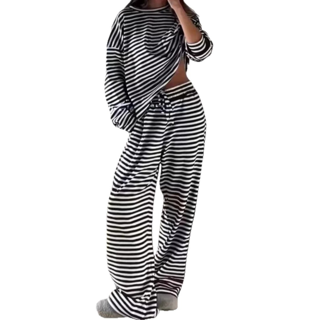 Damen Bequemes gestreiftes Lounge-Set – Élanora