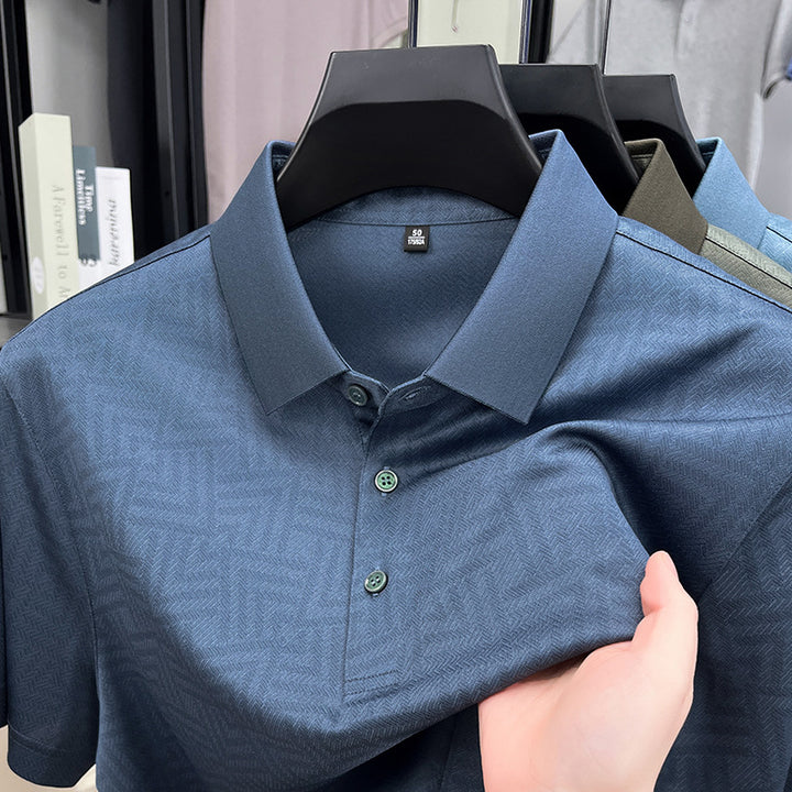 Herren sportliches Poloshirt mit modernem grafischen Muster Echoarchiv