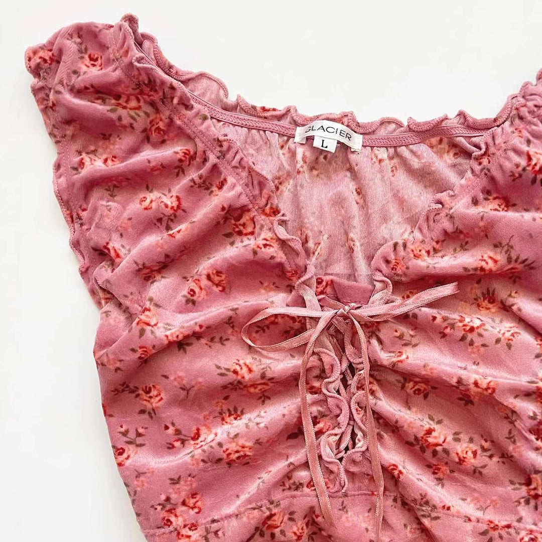 Damen Spitzenshirt mit Raffung und floralem Muster Echo Archiv