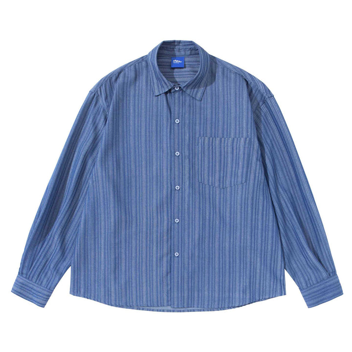 Unisex Gestreiftes Oversize‑Hemd im Boxy‑Schnitt Echoarchiv