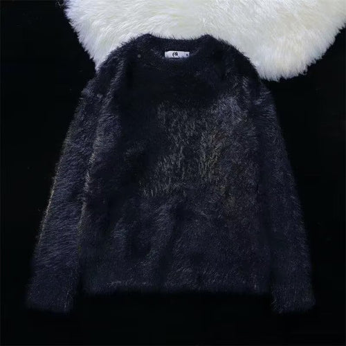 Damen Weicher Grobstrickpullover mit Rundhalsausschnitt Echoarchiv