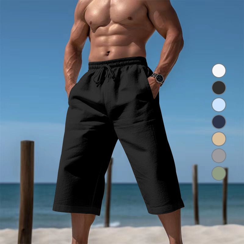 Herren nan lässige knielange Bermuda-Shorts mit elastischem Bund und Tunnelzug Echoarchiv